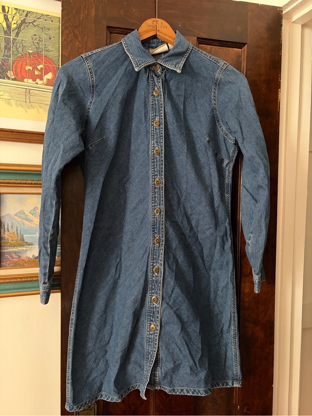 Vintage Liz Claiborne 100% Cotton Denim Button Down Dress - Picture 2 of 8